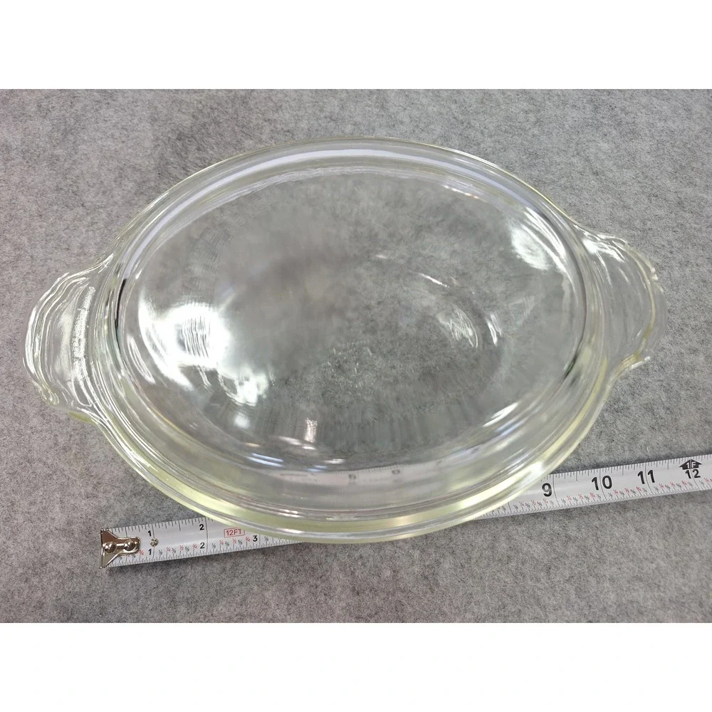 Anchor Hocking Fire-King Clear Glass Oval Casserole Dish with Lid 1.5 Qt 467 USA